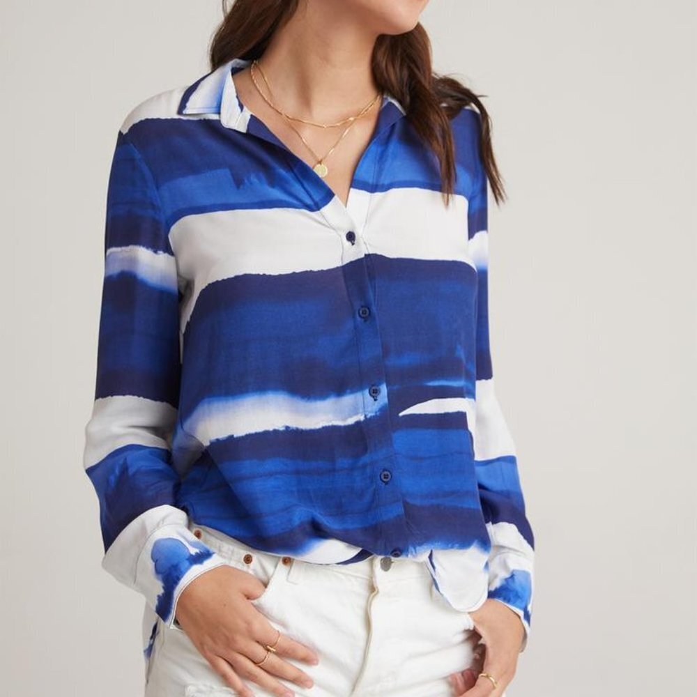 #22❤️ New Bella Dahl Flowy Button Down Shirt in Blue Wav